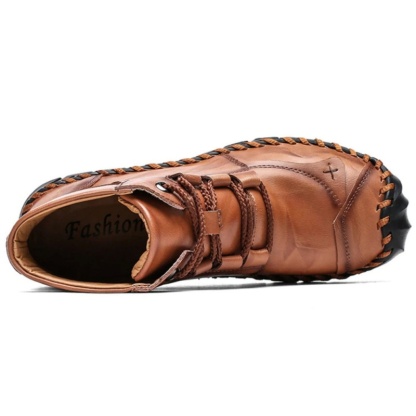 Men's Comfortable Waterproof Durable Handmade Leather Shoes Wide Toe Shoes