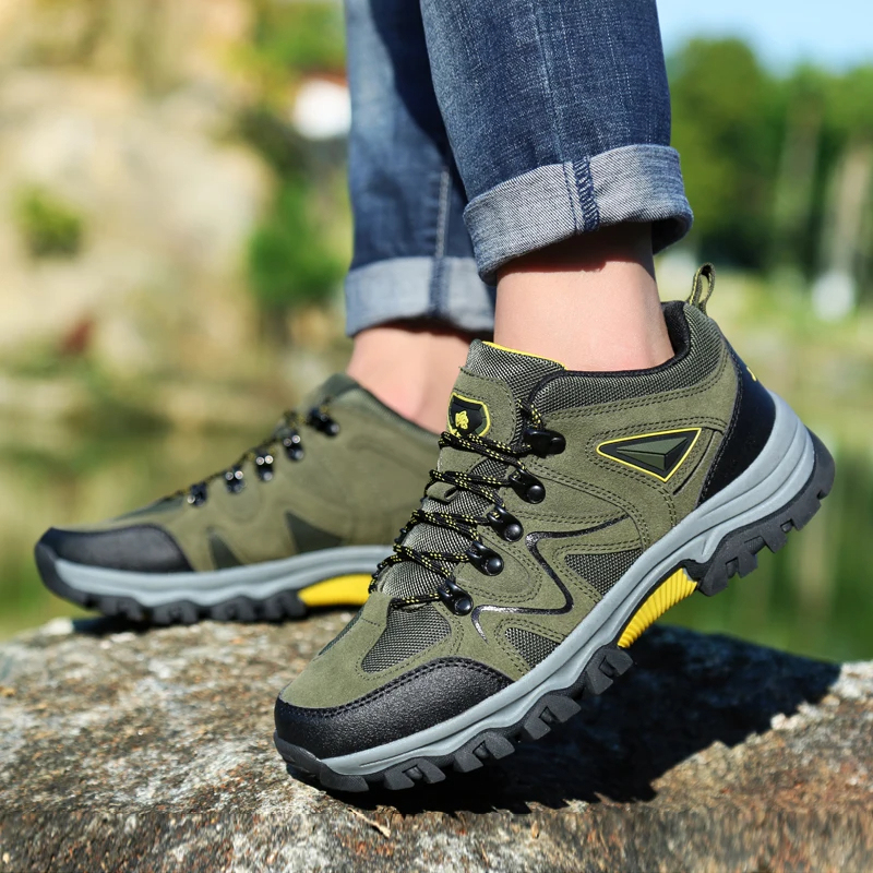 Men's Waterproof Breathable Lightweight Orthopedic Hiking Shoes for Plantar Fasciitis
