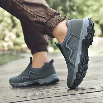 Men's Comfort Cushioned Corrective Wide Toe Arch Support Slip-On Sneakers Waterproof Anti-Slip Anti-Puncture Slip-on Hiking Shoe