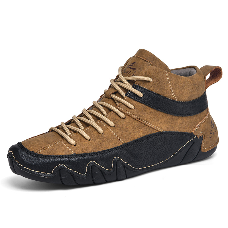 Men's Outdoor Comfort Leather Arch Support Shock Absorption Boots, Non-slip Durable Driving Boots