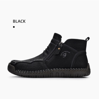 Mens Everyday Leather Zipper Arch Support Non-Slip Boots
