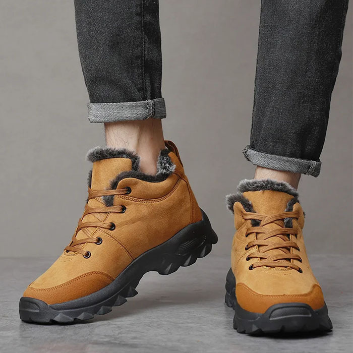 Men's Warm Fleece Snow Boots Waterproof Non-Slip Orthopedic Support Winter Boots