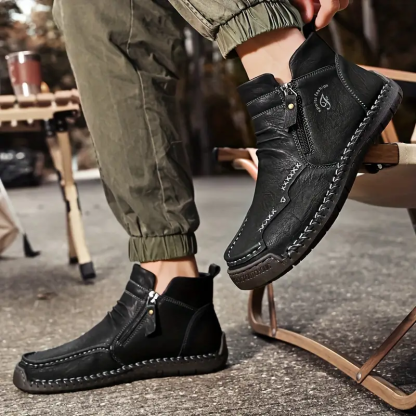 Mens Everyday Leather Zipper Arch Support Non-Slip Boots