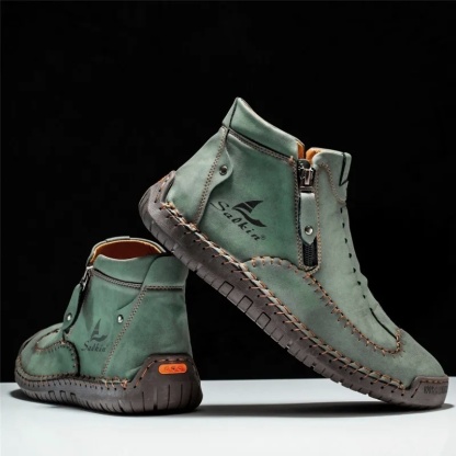 Men’s Vintage Motorcycle Work Boots – Handcrafted, Waterproof, Slip-Resistant, Durable Outdoor Footwear