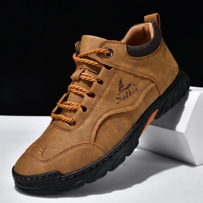 ✅ Complies with ASTM Standards Men’s Premium Leather Outdoor Shoes – Wide Toe, Arch Support, Waterproof, Pressure Relief & Non-Slip Sole