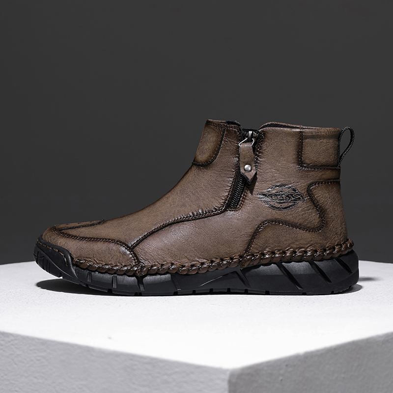 Men's Comfortable Orthopedic Leather Shoes - Lightweight ; Round Toe ; Breathable ; Arch Support ; Non-Slip ; Durable for 3 years