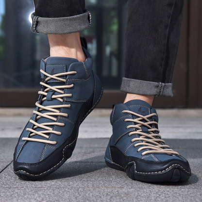 Men's Outdoor Comfort Leather Arch Support Shock Absorption Boots, Non-slip Durable Driving Boots