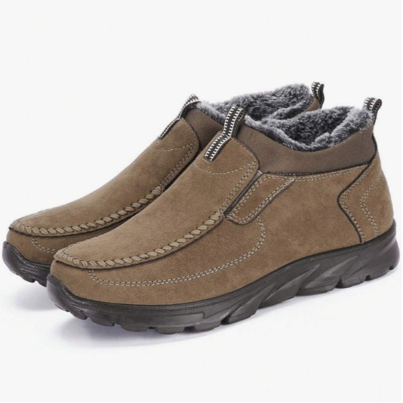 Men's Winter Warm Wide Head Non-Slip Waterproof Slip-On Snow Boots