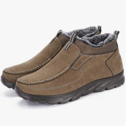 Men's Winter Warm Wide Head Non-Slip Waterproof Slip-On Snow Boots
