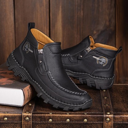 Men's Vintage Casual Soft And Breathable Side Zipper Ankle Chukka Tooling Boots