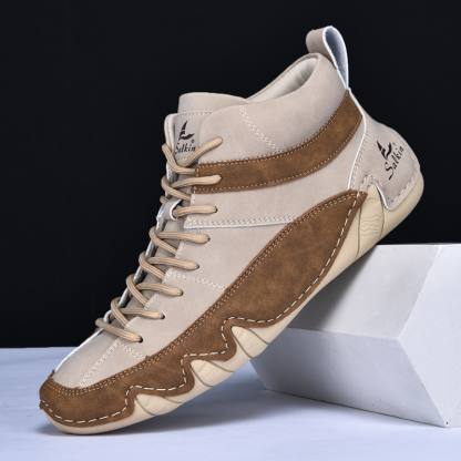 Men's Outdoor Comfort Leather Arch Support Shock Absorption Boots, Non-slip Durable Driving Boots