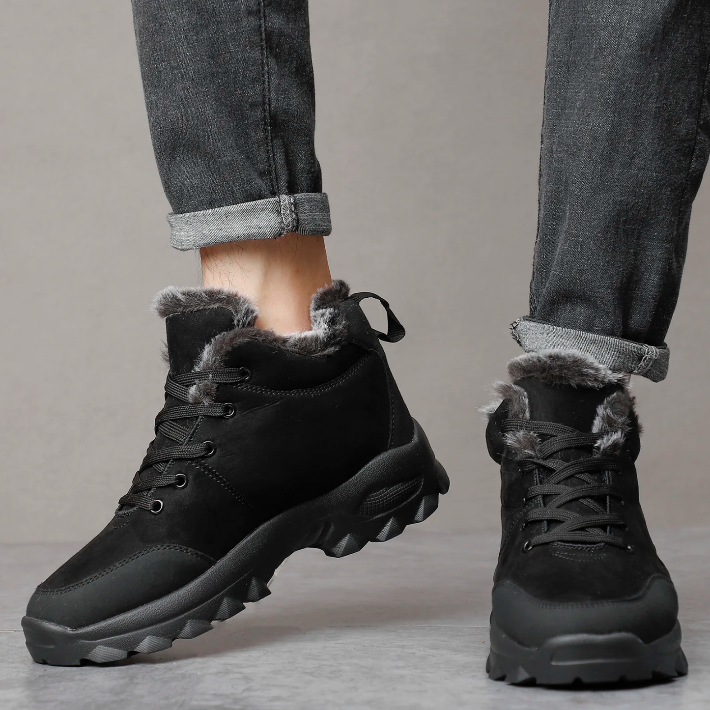 Men's Warm Fleece Snow Boots Waterproof Non-Slip Orthopedic Support Winter Boots