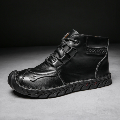 Men's Comfortable Waterproof Durable Handmade Leather Shoes Wide Toe Shoes
