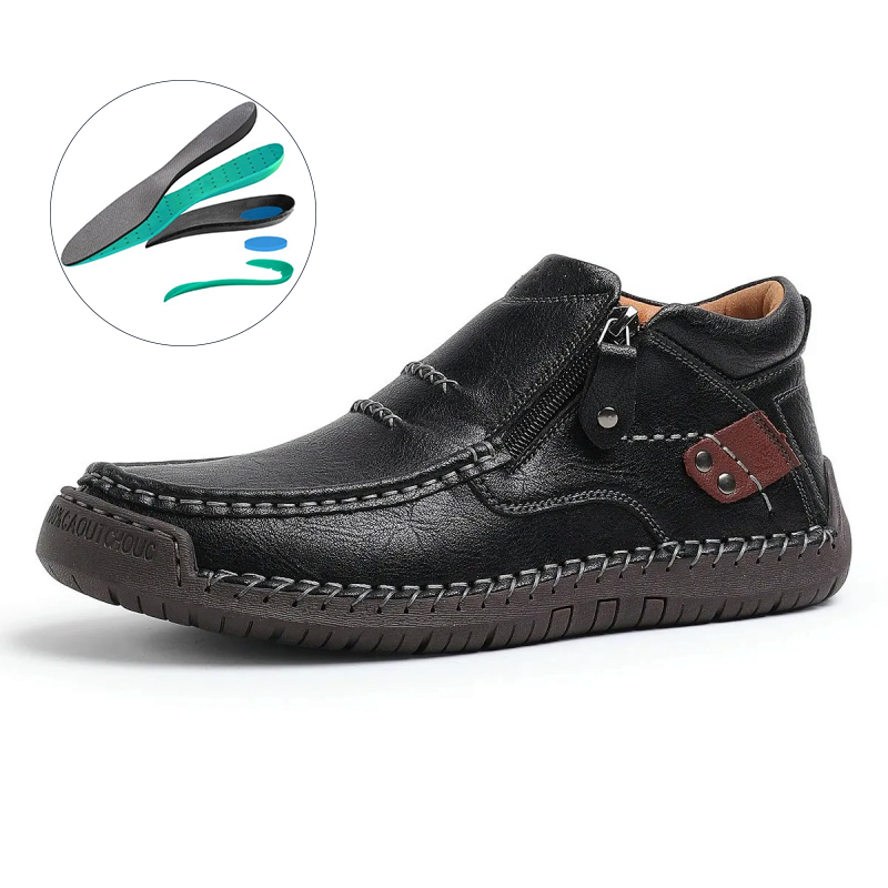 (🎁Free Orthotic Insoles Giveaway🛒)Men’s Vintage Leather Shoes – Handmade, Genuine Cowhide, Lightweight, Breathable, Business Casual Dress Shoes