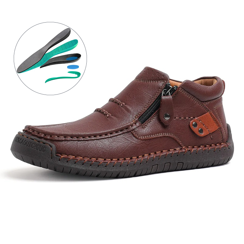 (🎁Free Orthotic Insoles Giveaway🛒)Men’s Vintage Leather Shoes – Handmade, Genuine Cowhide, Lightweight, Breathable, Business Casual Dress Shoes