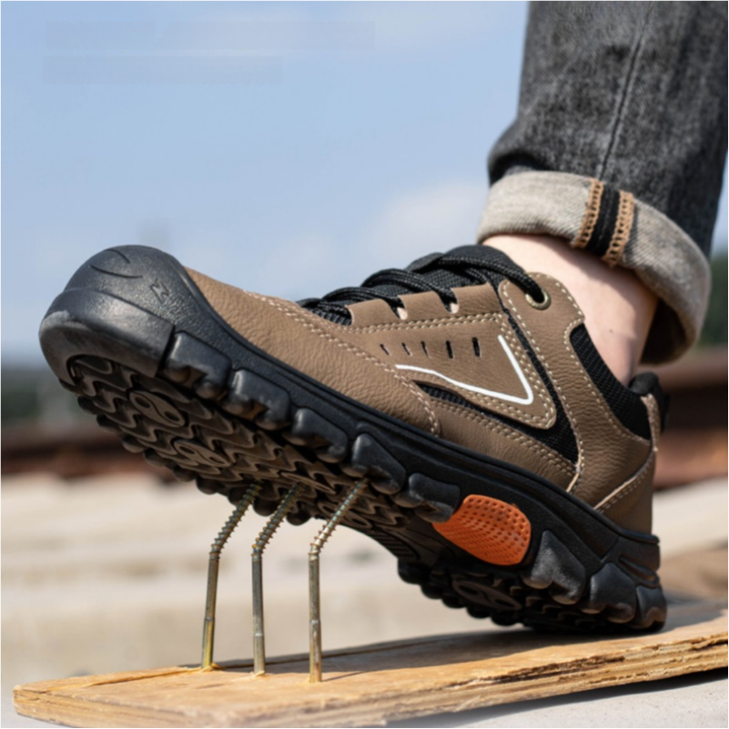 HOT SALE! Men’s Leather Steel Toe Work Shoes – Arch Support, Puncture-Resistant, Durable Safety Footwear