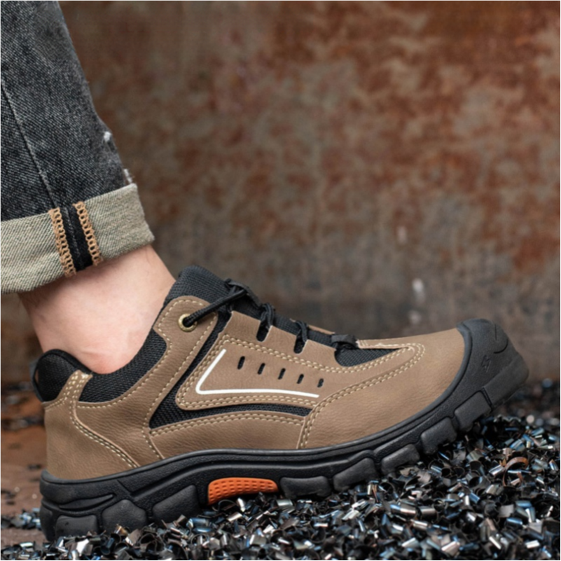 HOT SALE! Men’s Leather Steel Toe Work Shoes – Arch Support, Puncture-Resistant, Durable Safety Footwear