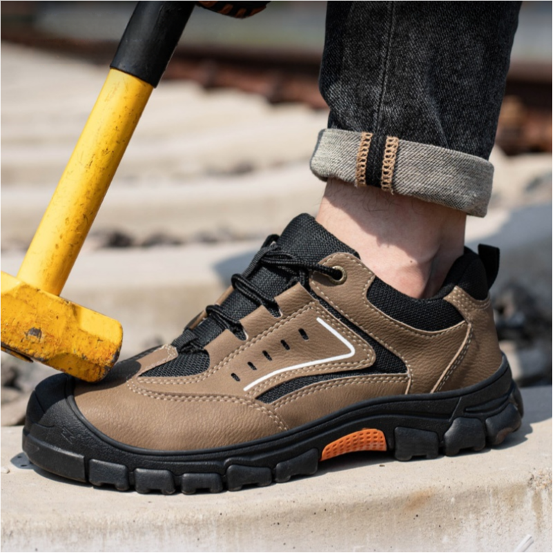 HOT SALE! Men’s Leather Steel Toe Work Shoes – Arch Support, Puncture-Resistant, Durable Safety Footwear