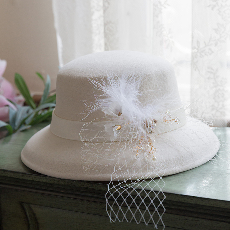 French Elegant Minimalist Black Wool Retro Style Hat