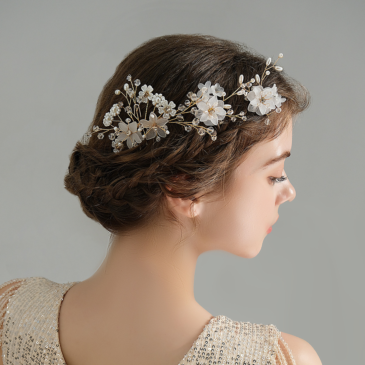 Beautiful Handmade Flower Pearl Hair Comb