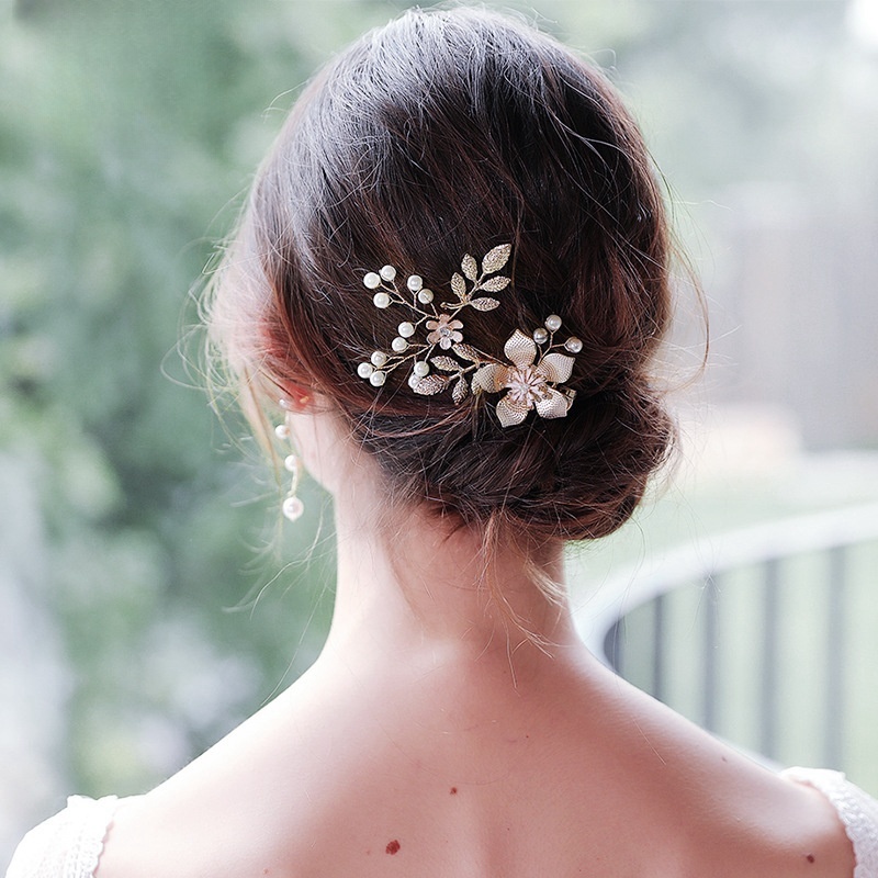 Handmade Flower Dripping Oil Alloy Pearl Headpieces
