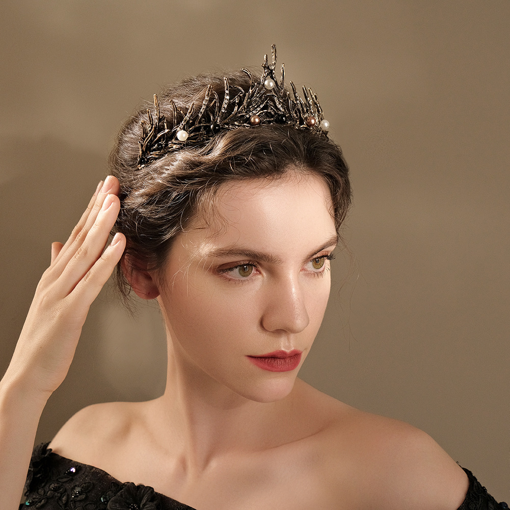 Forest Branch Headband Black Pearl Crown Headdress