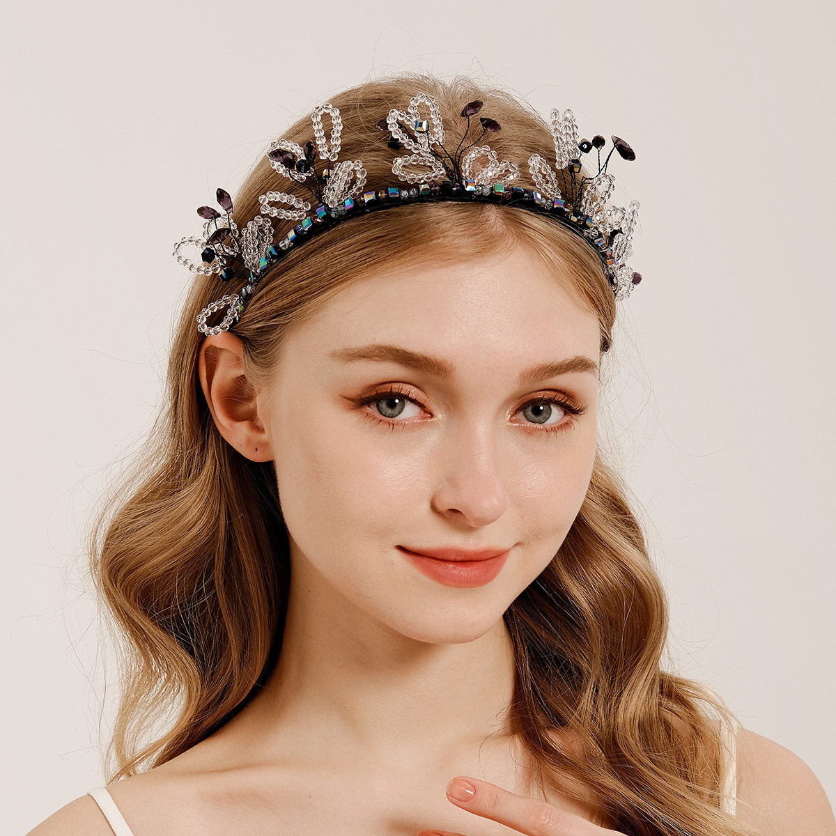 Women's Handmade Beaded Crystal Flower Headbands