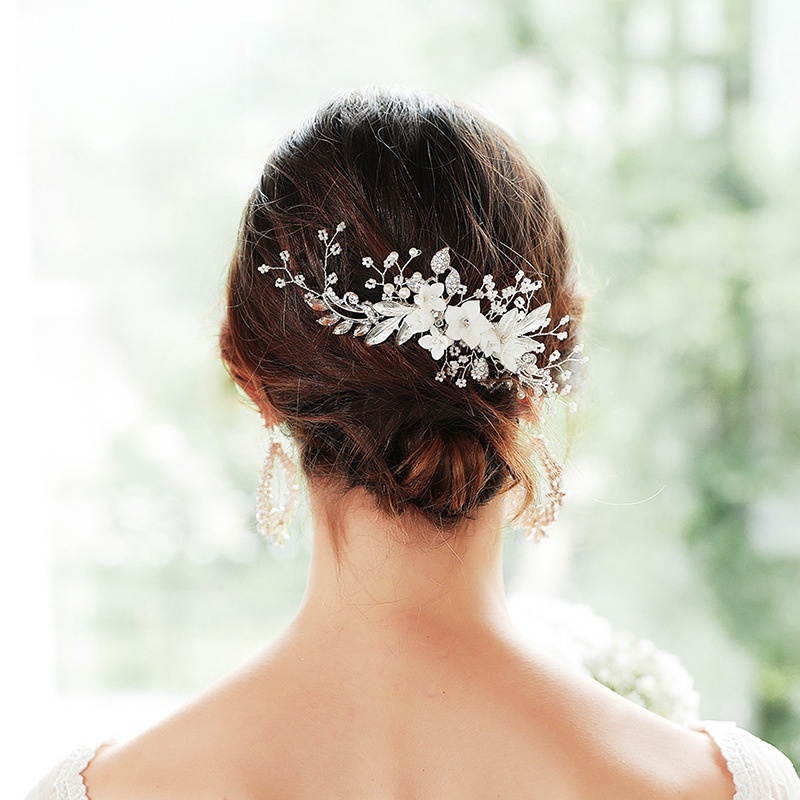 Handmade Ceramic Flower Comb Bridal Wedding Headdress