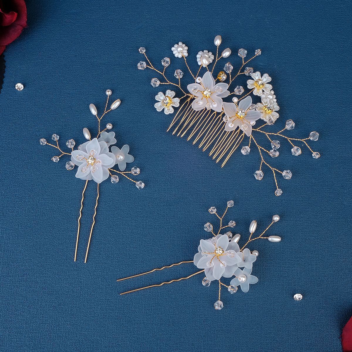 Beautiful Handmade Flower Pearl Hair Comb