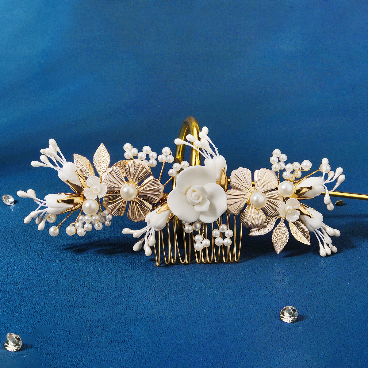 Elegant Flower Spike Handmade Comb