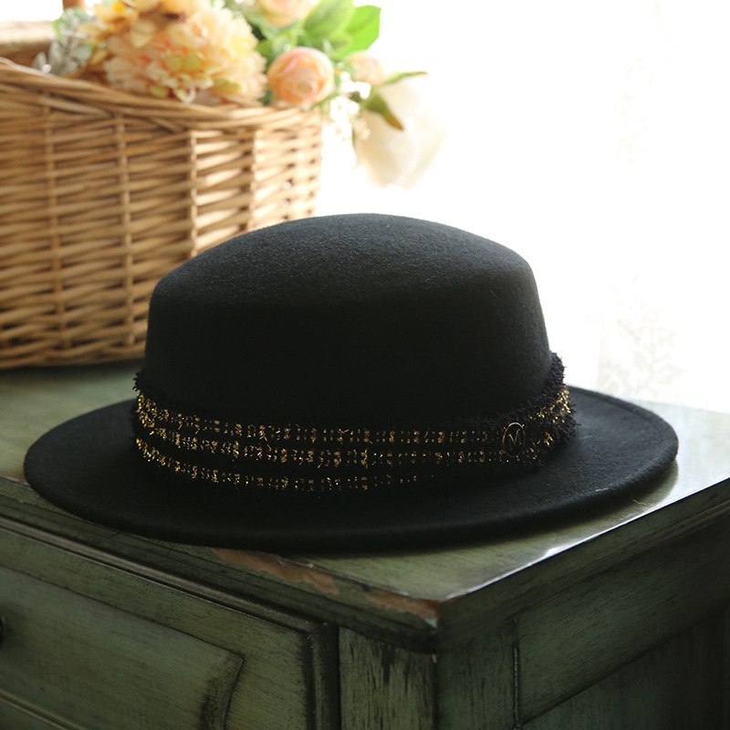 Pure Wool Men And Women White Flat Top Wide Brim Hat
