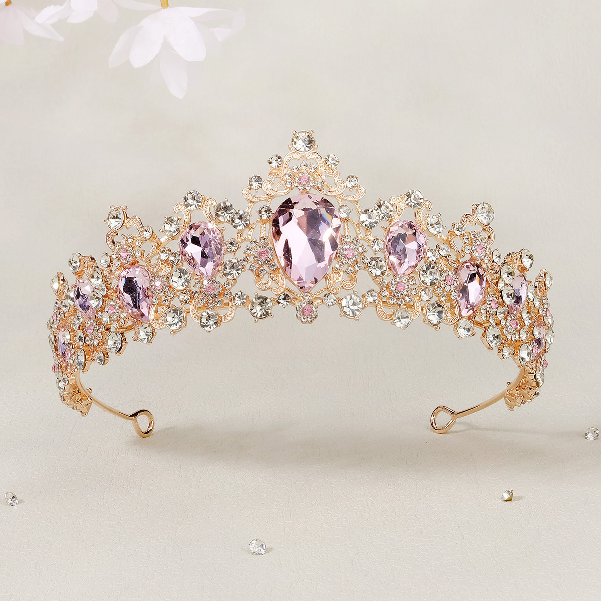 Baroque Retro Bridal Rhinestone Crown Luxurious Wedding Jewelry Queen