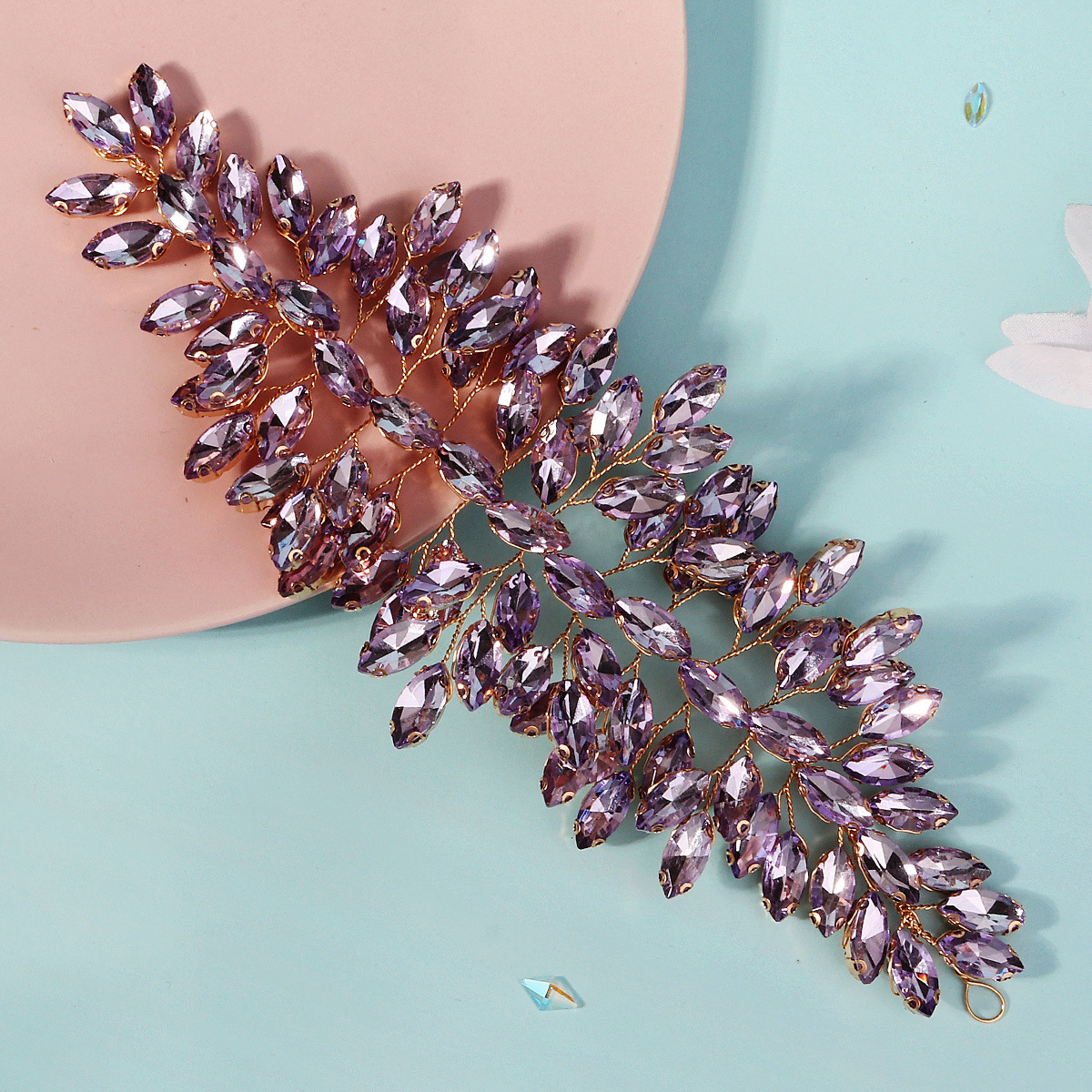 Hand-Woven Purple Rhinestone Headband