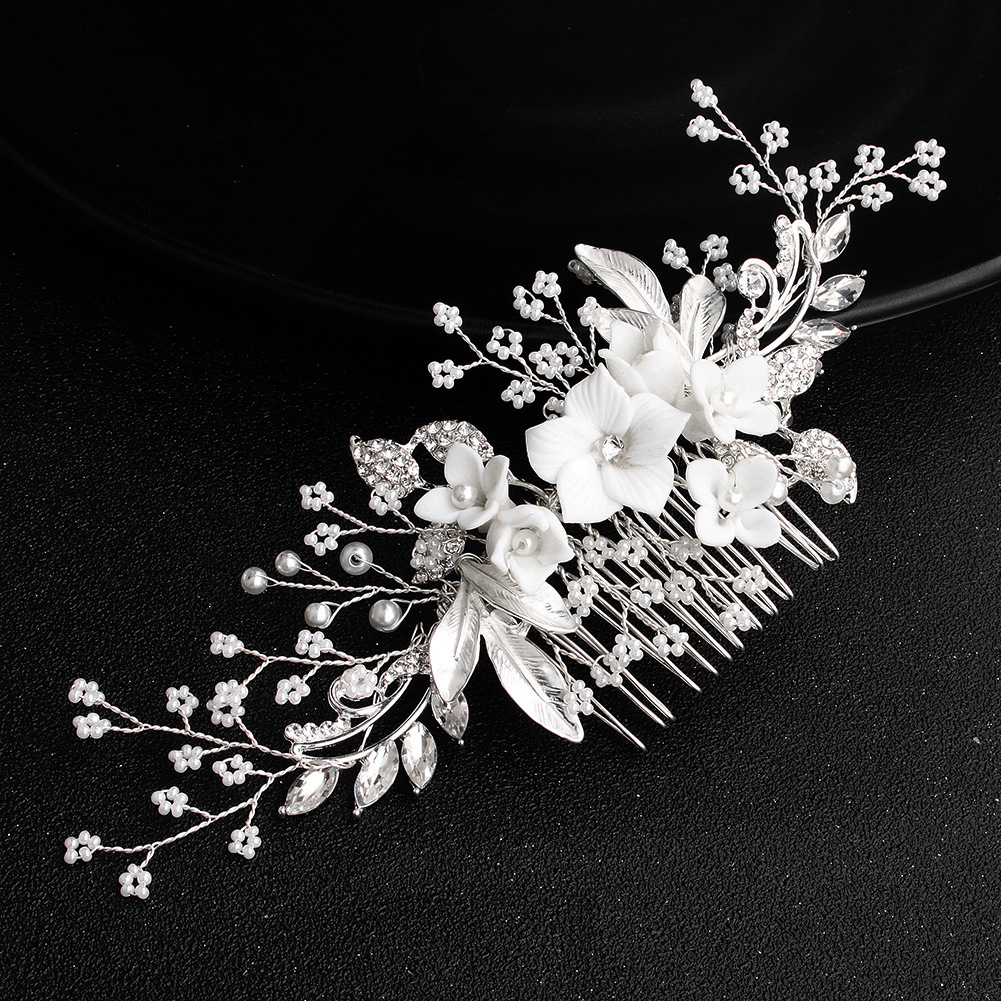 Handmade Ceramic Flower Comb Bridal Wedding Headdress
