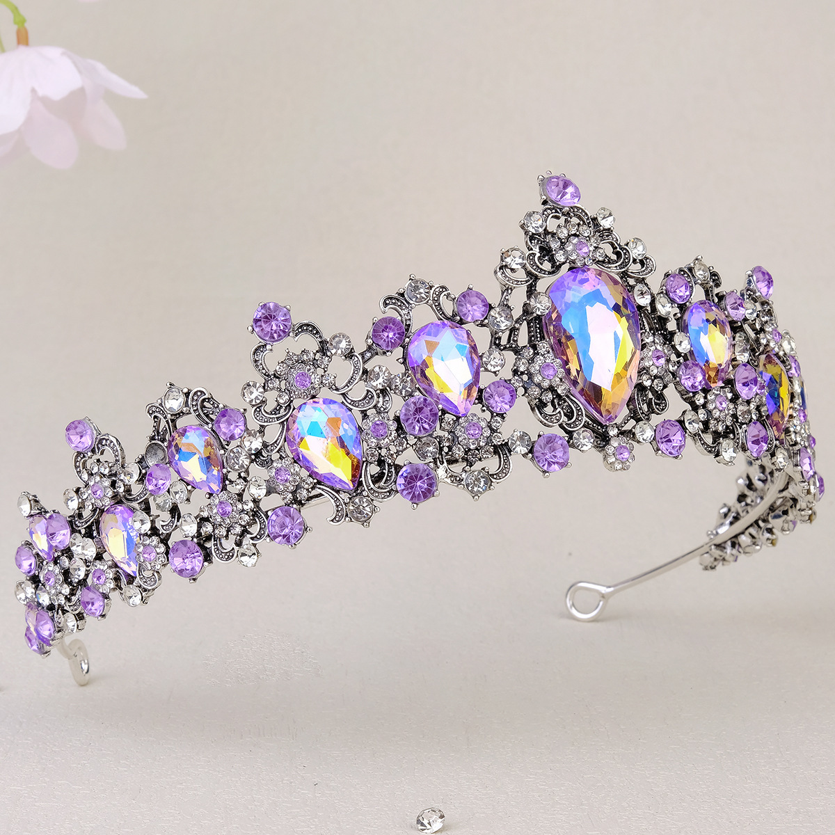 Baroque Retro Bridal Rhinestone Crown Luxurious Wedding Jewelry Queen