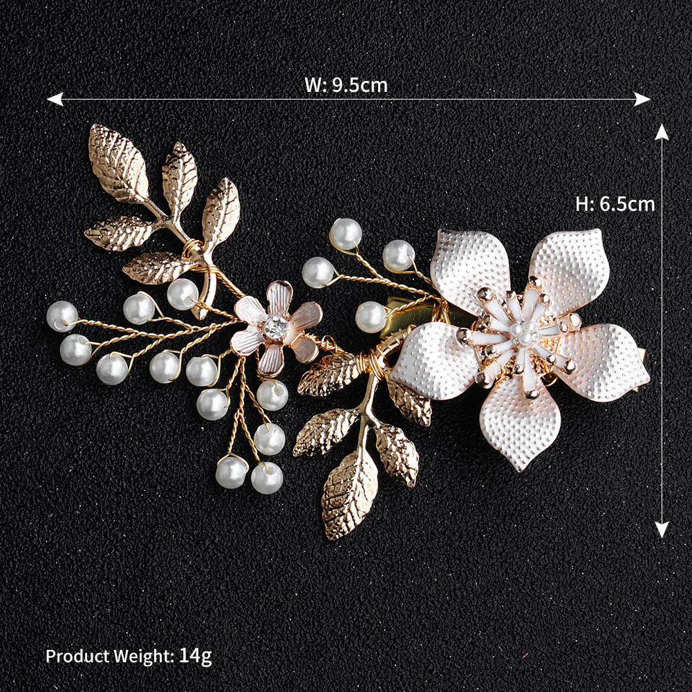Handmade Flower Dripping Oil Alloy Pearl Headpieces
