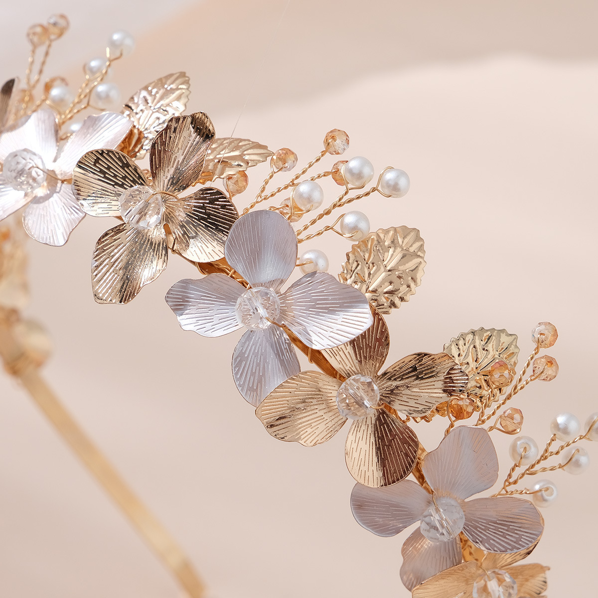 Handmade Forest Alloy Flower Leaves Headband