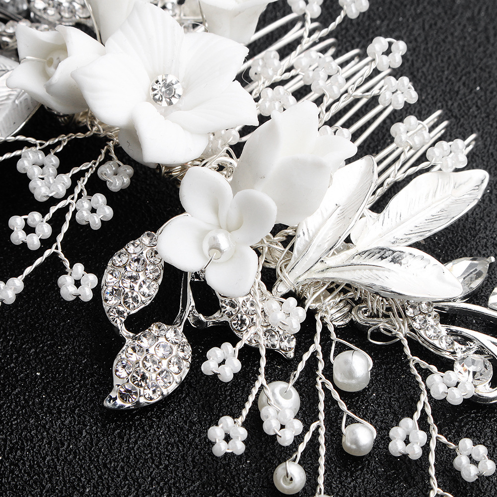 Handmade Ceramic Flower Comb Bridal Wedding Headdress