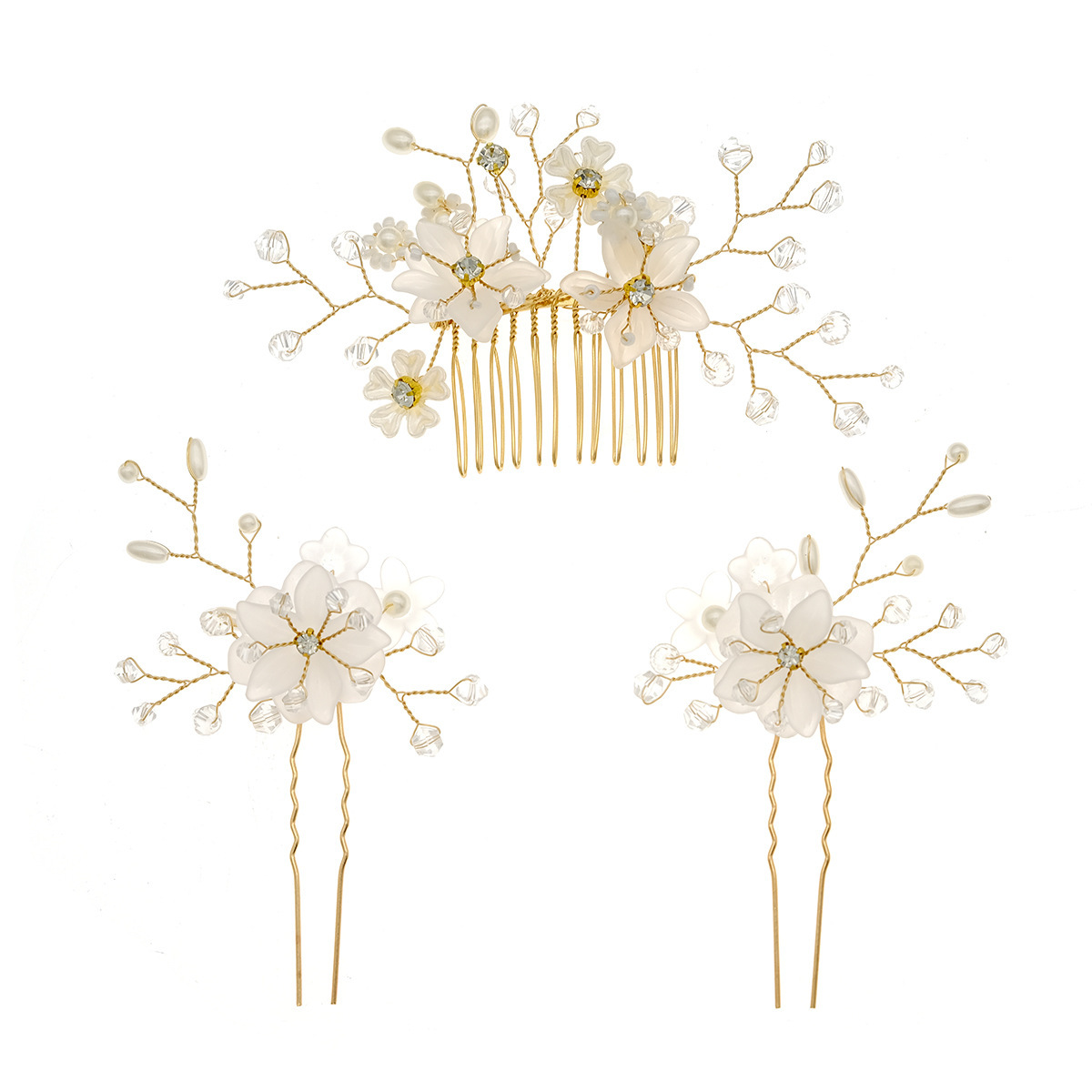 Beautiful Handmade Flower Pearl Hair Comb