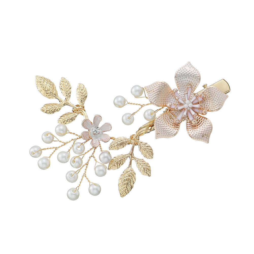 Handmade Flower Dripping Oil Alloy Pearl Headpieces