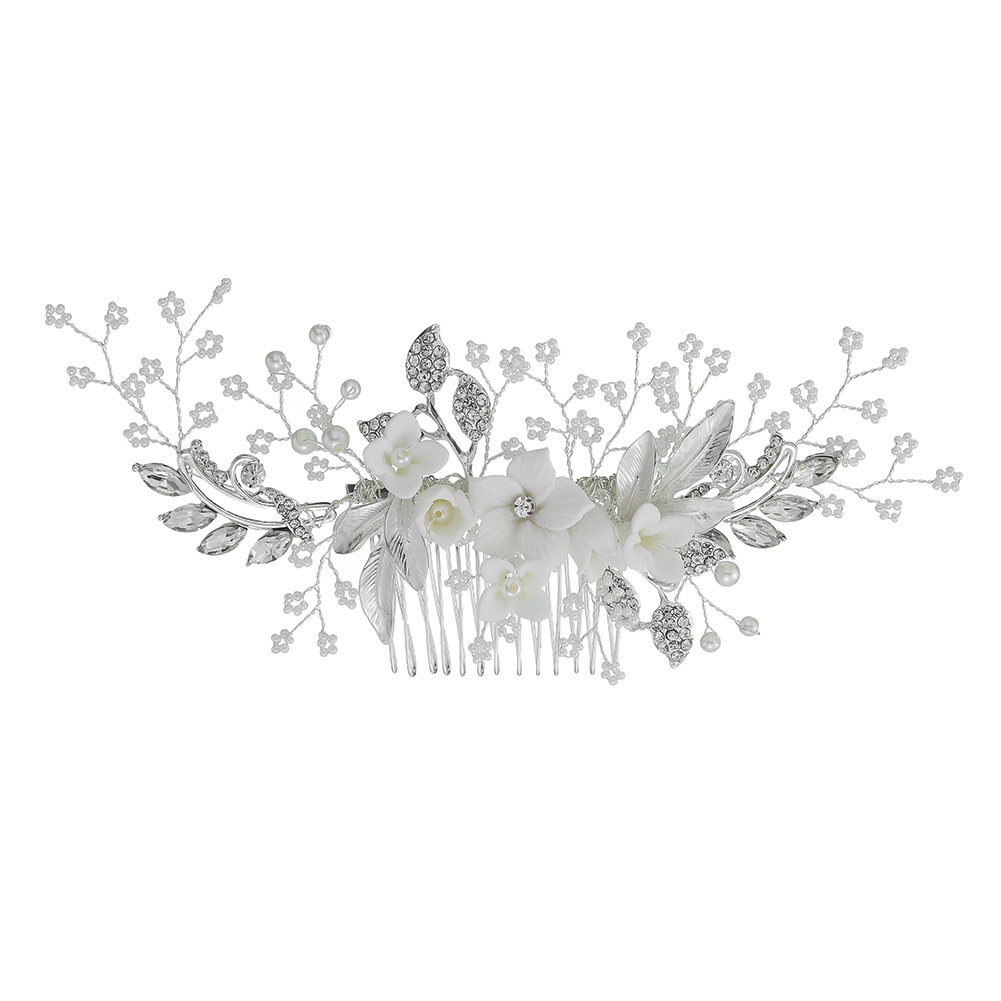 Handmade Ceramic Flower Comb Bridal Wedding Headdress