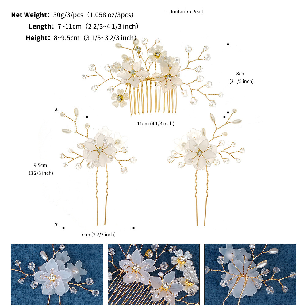Beautiful Handmade Flower Pearl Hair Comb