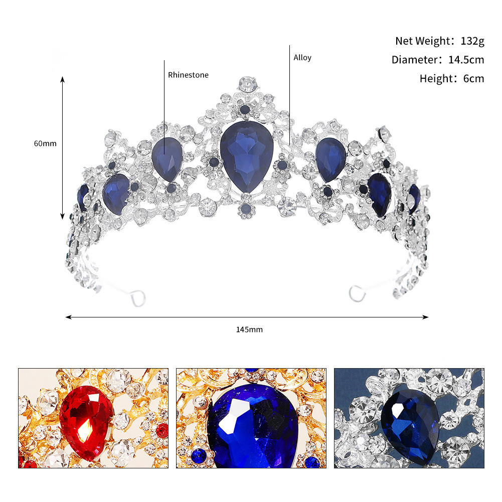 Baroque Retro Bridal Rhinestone Crown Luxurious Wedding Jewelry Queen