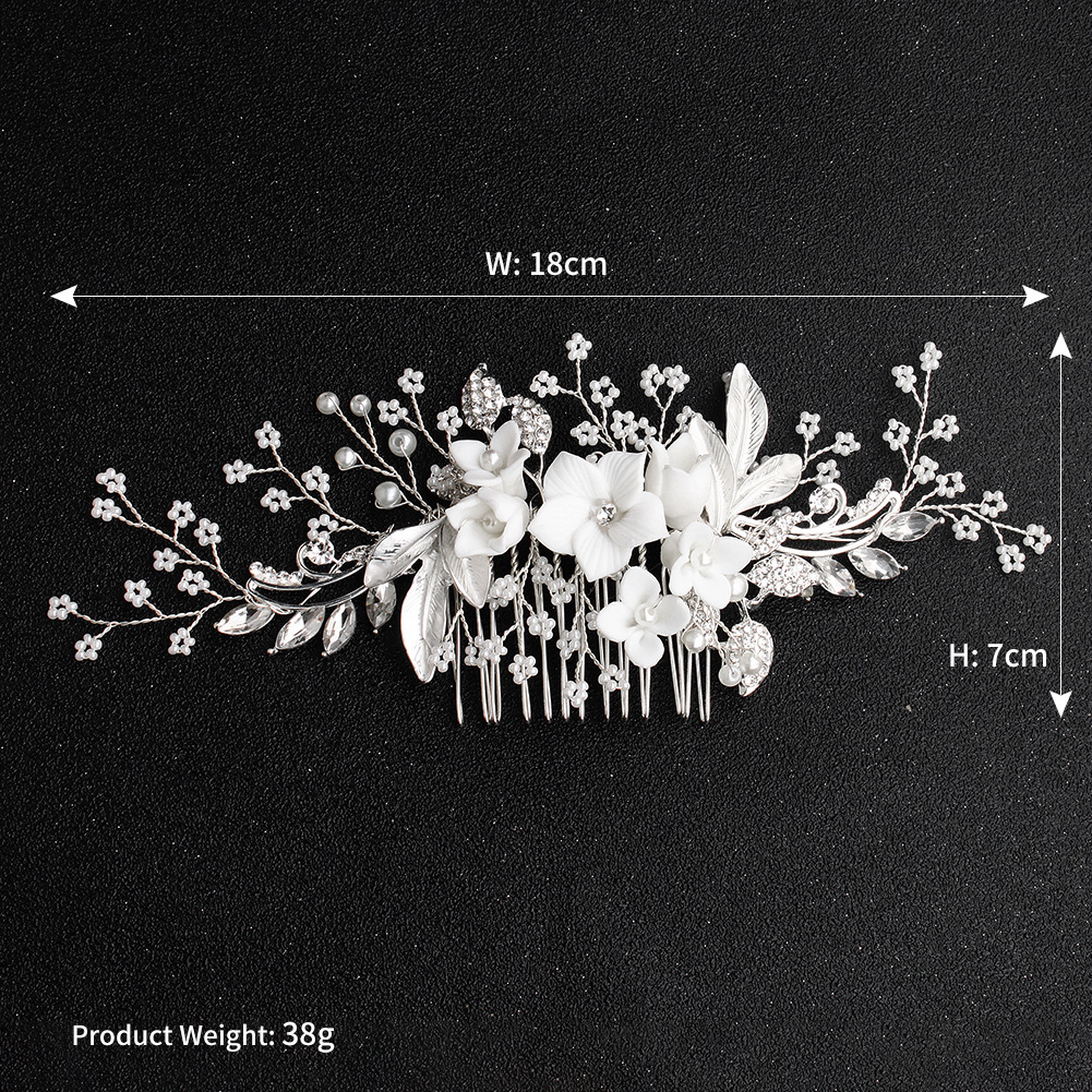 Handmade Ceramic Flower Comb Bridal Wedding Headdress