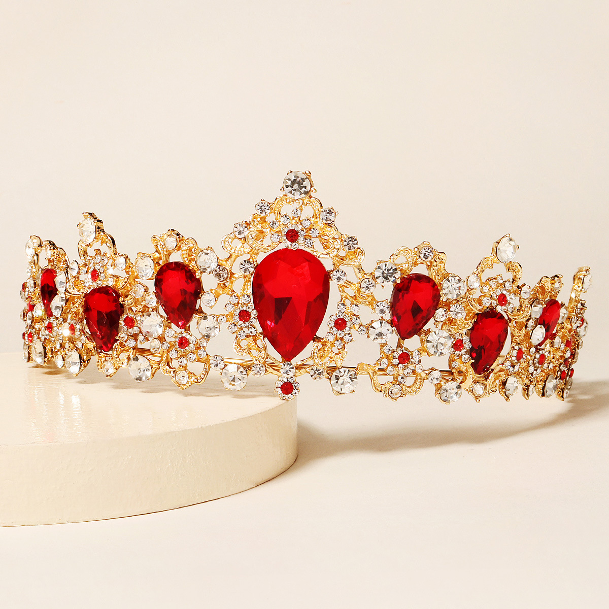 Baroque Retro Bridal Rhinestone Crown Luxurious Wedding Jewelry Queen