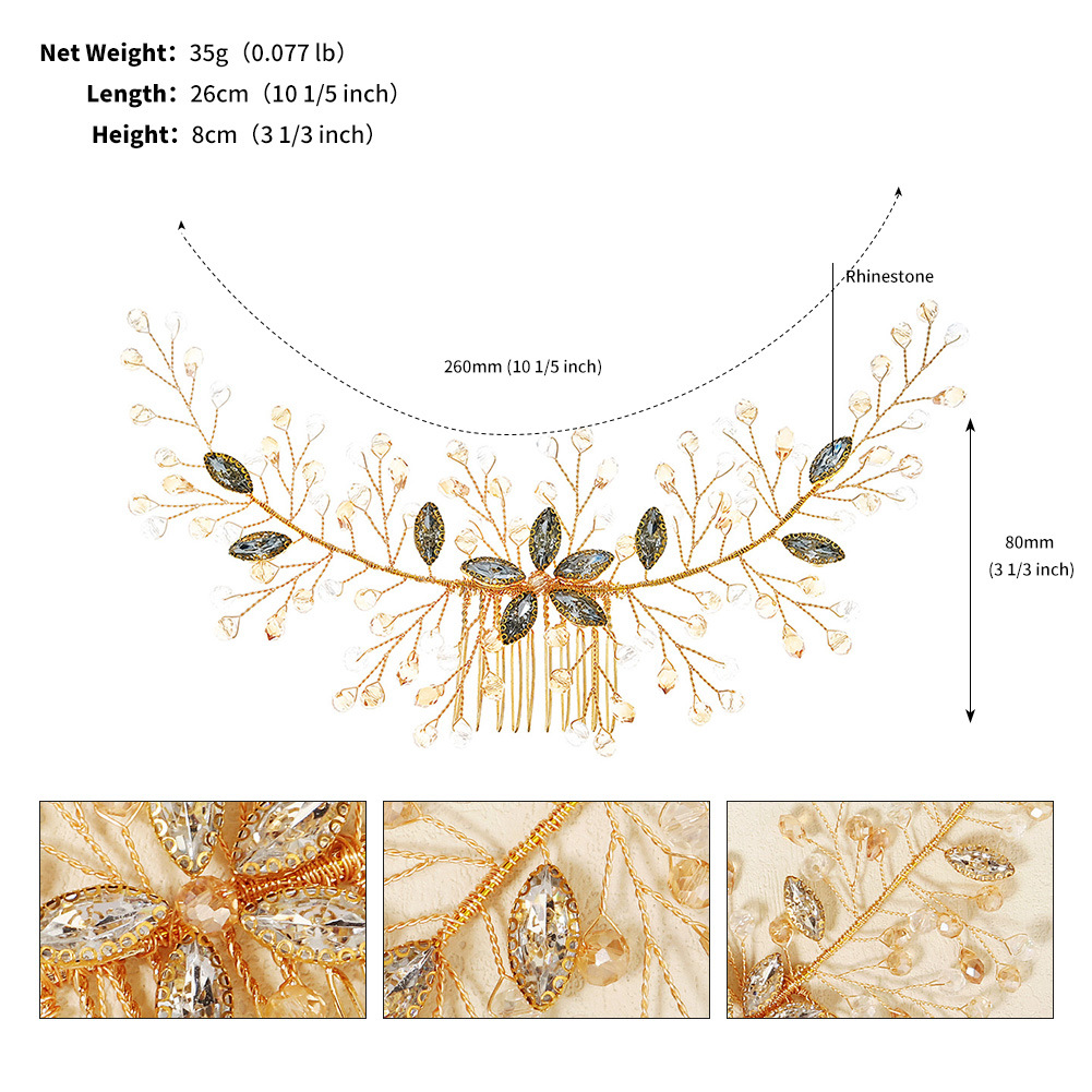 Colored Diamond Crystal Insert Comb