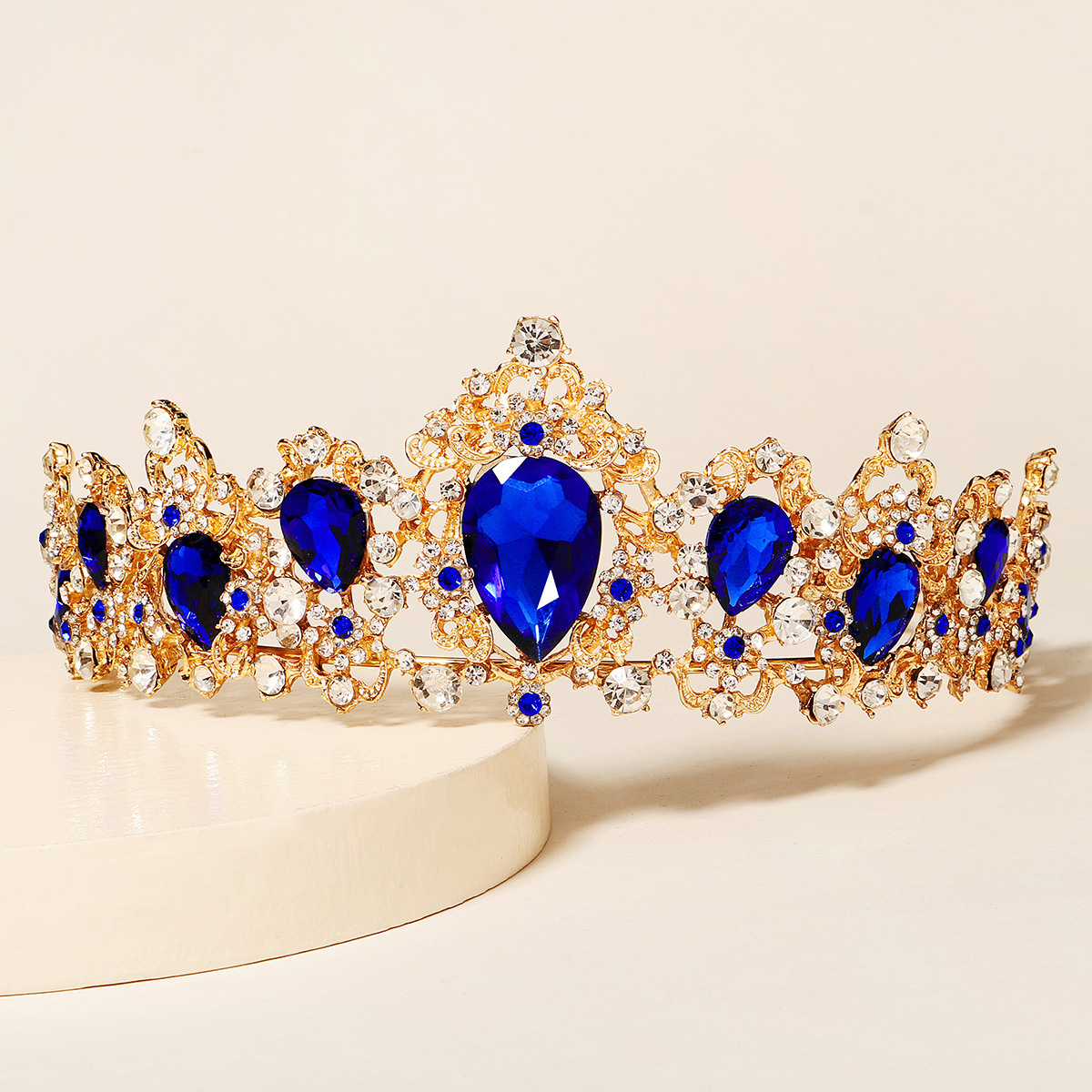 Baroque Retro Bridal Rhinestone Crown Luxurious Wedding Jewelry Queen