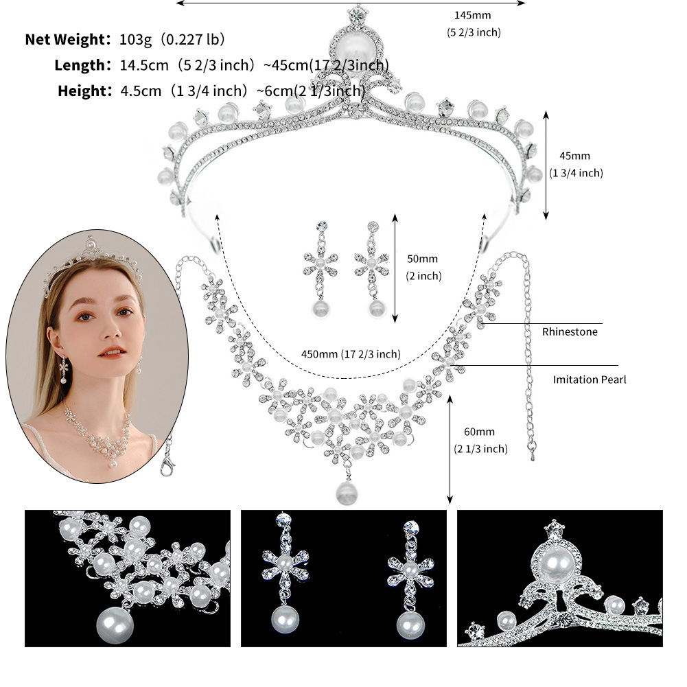 Necklace Earrings Crown Three-piece Set