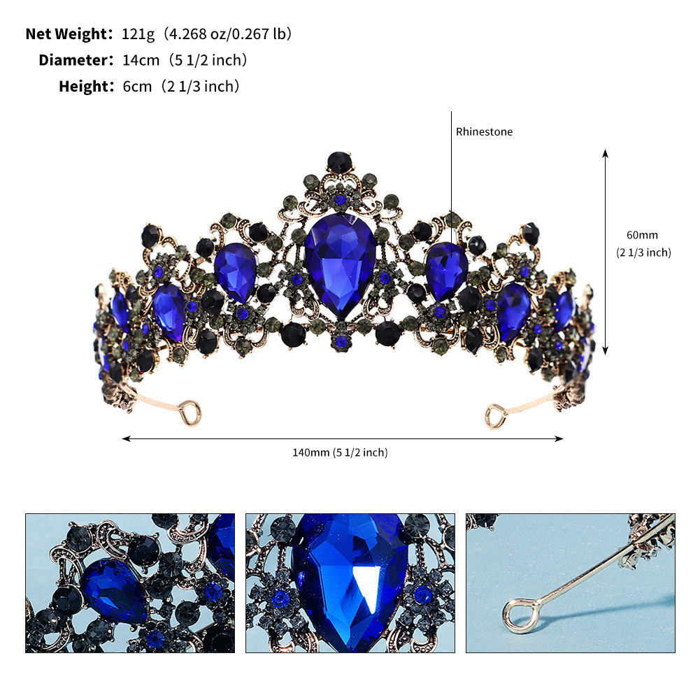 Baroque Retro Bridal Rhinestone Crown Luxurious Wedding Jewelry Queen