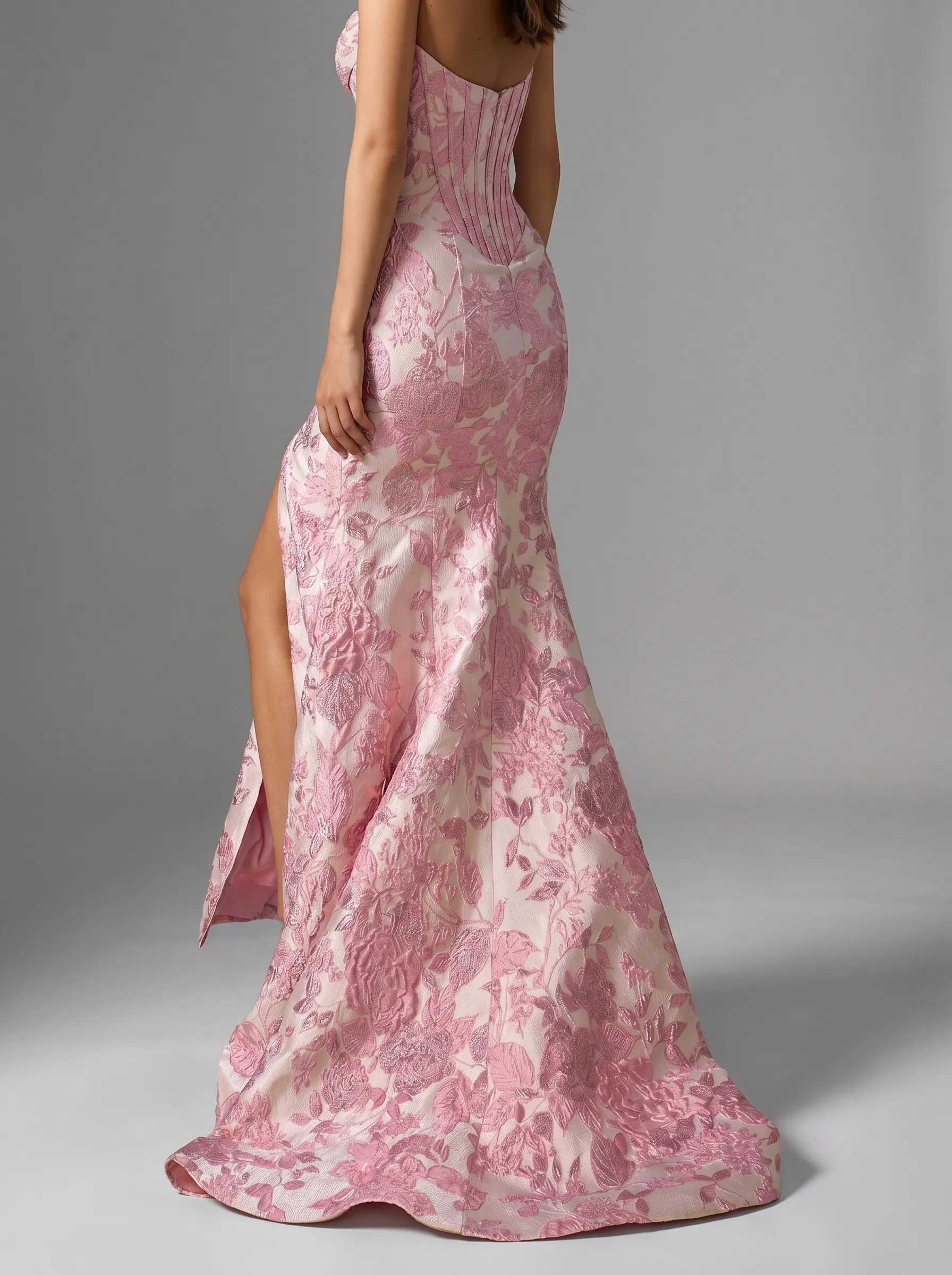 Strapless Brocade Mermaid Prom Dress | Fitted Formal Evening Gown #3719